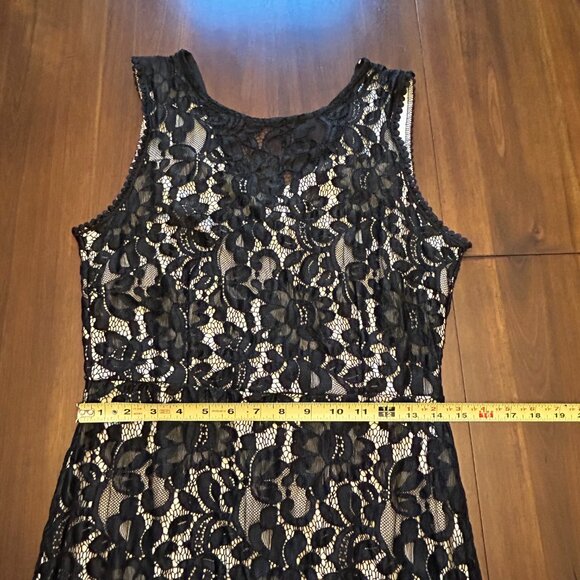 NWT MSLG Women Elegant Round Neck V-back Floral Lace Cocktail Party Dress Size L - Picture 10 of 16
